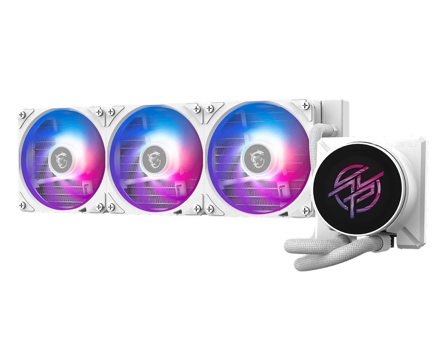Msi MPG Coreliquid P22 360 - White, 360MM Aio, 2.1' Ips LCD, 540X540, 3X120MM Argb Fans, 2000RPM, 62.6CFM, Lga1700/1851, Am4/Am5