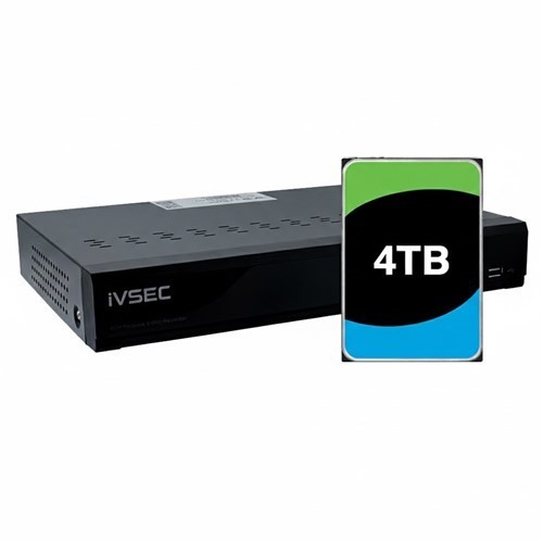 LX-Series Ivsec NR004XB NVR 4 Channels 12MP 4 X Poe Ports 1 Bay H265 4K Hdmi 4TB Installed