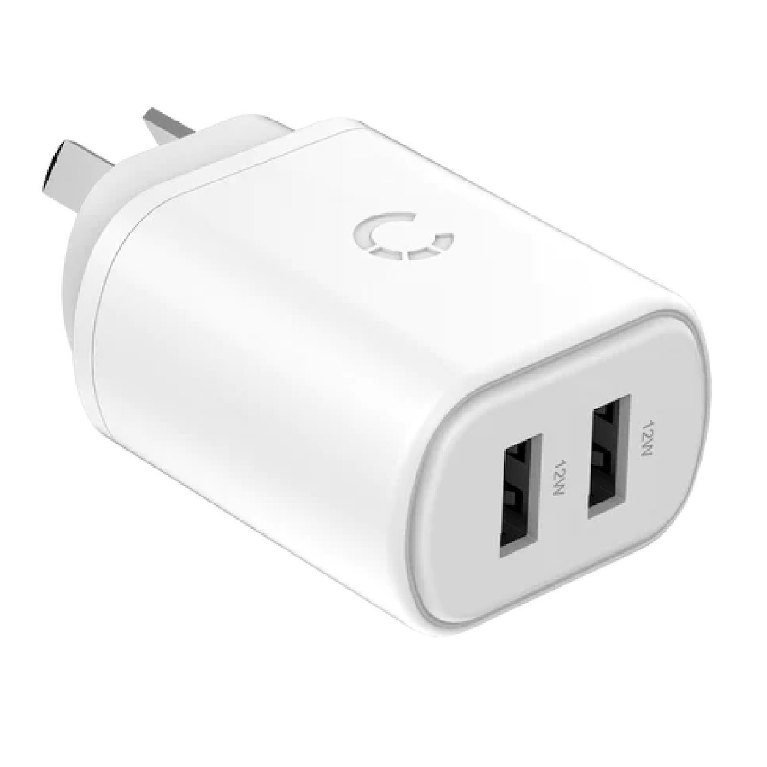 Cygnett 12W Usb-A Dual Port Wall Charger - White (CY3671PDWLCH), Usb-A Output- 5.0V⎓2.4A (12.0W), Charge 2 Devices Simultaneously, Lightweight