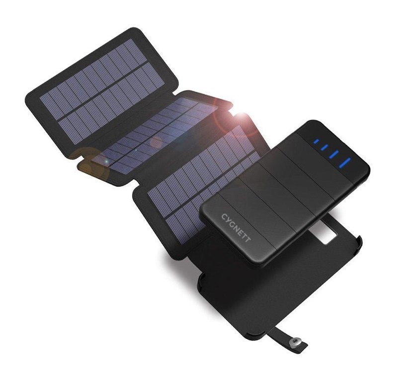 Cygnett 8KmAh Power Bank With Solar Panels - Black (Cy2805pbche), Detachable Solar Panels, Up To 3 Phone Charges, Dual Charging (2 X Usb-A)