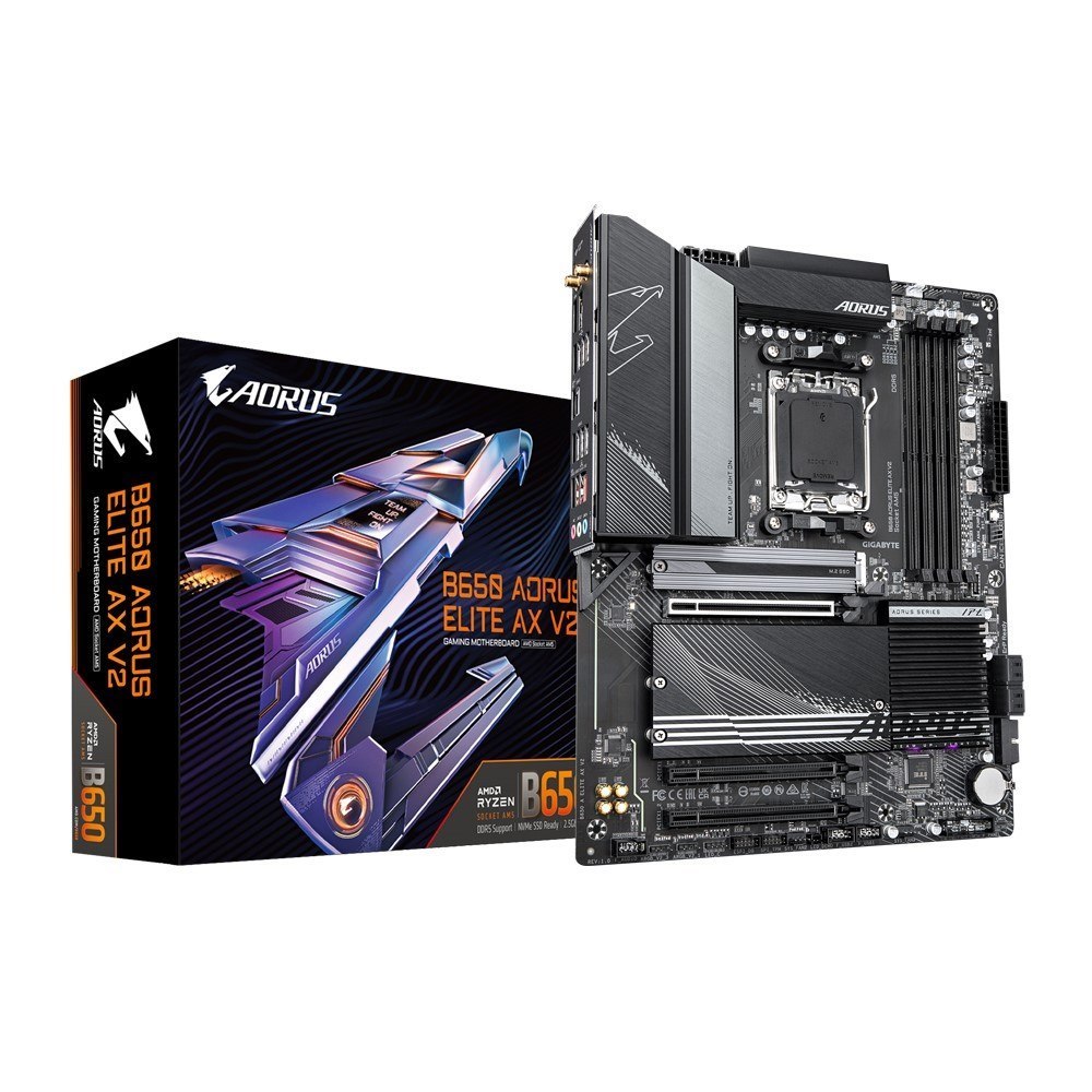 Gigabyte B650 Aorus Elite Ax V2 Amd Am5 Atx Motherboard 4X DDR5~128GB,3x PCIe X16, 3X M.2, 4X Sata 6, 7X Usb 3.2, 1X Usb-C, 4X Usb 2.0