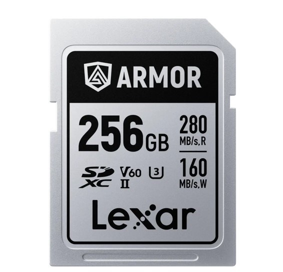 Lexar Professional Armor Silver Pro 256GB SDXC™ Uhs-Ii Card Up To 280MB/s Read, Up To 160MB/s Write, Stainless Steel, Rated Ip68, 5-Meter Drop Proof