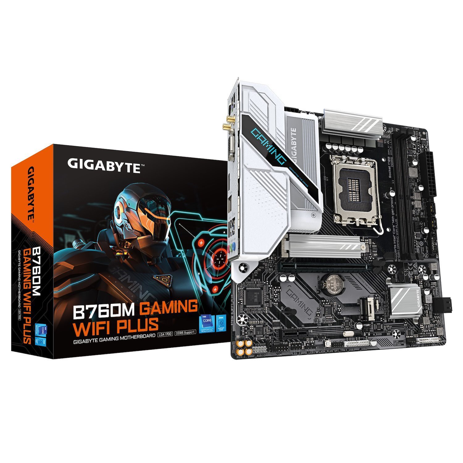 Gigabyte B760M Gaming Wifi Plus Intel Lga 1700 M-Atx Motherboard, 2X DDR5 ~128GB, 1X Pci-E X16, 1X Pci-E X1, 2X M.2, 4X Sata, 5X Usb 3.2, 2X Usb 2.0