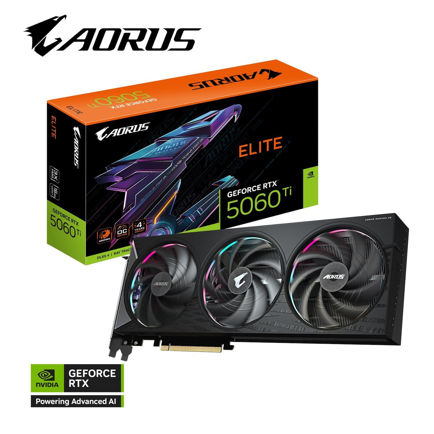 Gigabyte Aorus GeForce RTX™ 5060 Ti Elite 16G, 2722 MHz, Cuda TBD, 28 GBPS, GDDR7, 128 Bit, Pci-E 5.0, Psu 650W, DisplayPort 2.1B *3 Hdmi 2.1B *1