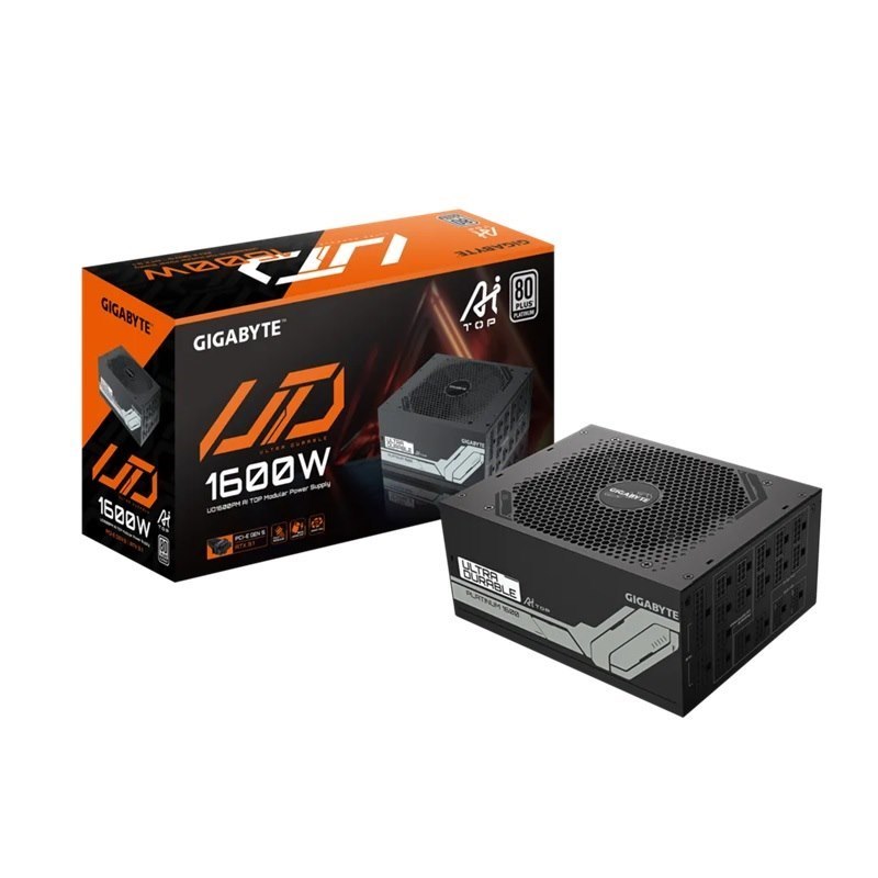 Gigabyte Gp-Ud1600pm PG5 Ai Top Power Supply, 1600W, Atx12v, 80 Plus Platinum Fan, Type 140MM Double Ball Bearing Fan >100,000 Hours, 3 Years