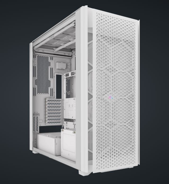 Corsair Icue Link 9000D RGB Airflow Super Full-Tower PC Case - White, 698×307×698MM, Gpu 580MM, 6X 2.5', 5X 3.5', Rad 480MM, 2X Usb-C 180MM Cpu Cooler