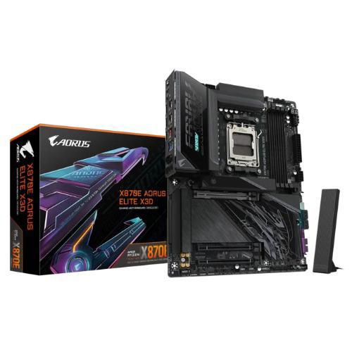 Gigabyte X870e Aorus Elite X3D Am5 Atx, Ryzen 9000/8000/7000, 4×DDR5 256GB, PCIe 5.0 M.2, Usb4, Wi-Fi 7, BT 5.4, 5GbE Lan, Alc1220, Hdmi, Q-Flash Plus