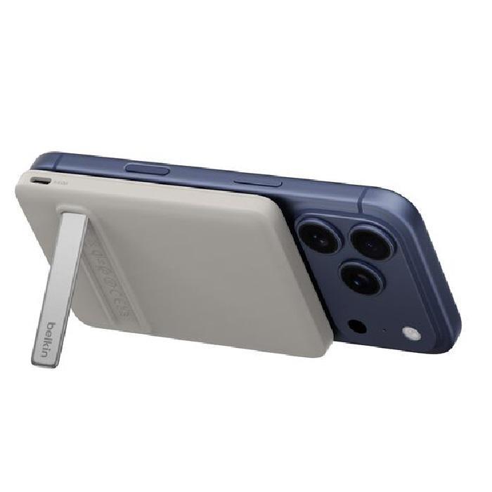 Belkin BoostCharge Slim Magnetic Power Bank 5K With Kickstand- Sand(BPD011fqSA),1x USB-C(15W),Qi2 (7.5W),Usb-C Cable(0.6M),$2,500 Cew,2 Years Warranty