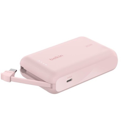 Belkin Boostcharge Power Bank 10K 20W W/ Integrated Cable, Pink
