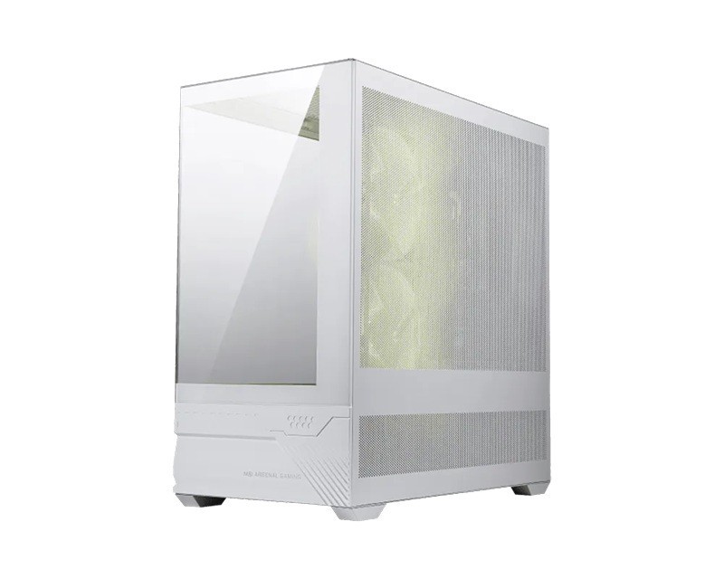 Msi Si Mag Pano M110R - White, Mini Tower, 270° Panoramic Glass, Micro-ATX/Mini-ITX, 3X Argb Fans, 360MM Radiator, 410MM Gpu, Usb-C, 5 Expansion Slots.