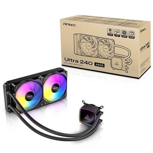 Antec Ultra 240 Argb, 240MM Aio, Argb PWM Fans, 1800RPM, 67.62 CFM, 2.09mmH₂O, Intel/AMD, 2-Year Warranty