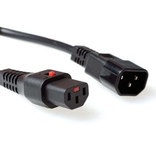 Iec Lock 230V Aansluitkabel C13 Lockable - C14 Zwart 2M