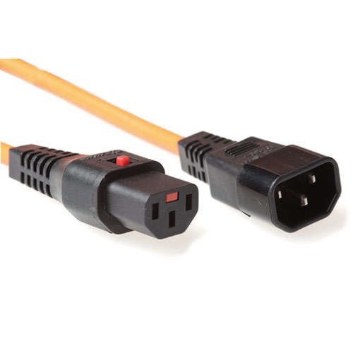 Iec Lock 230V Aansluitkabel C13 Lockable - C14 Oranje 2M