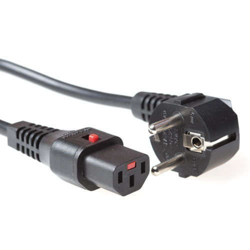 Iec Lock 230V Aansluitkabel Schuko Male (Haaks) - C13 Lockable, 3X1MM2, 2.00M