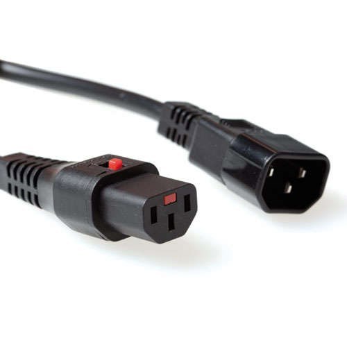 Iec Lock 230V Aansluitkabel C13 Lockable - C14 Zwart 1,5M