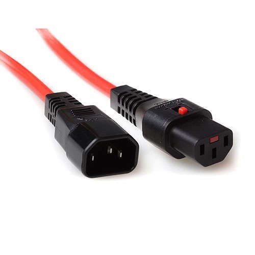 Iec Lock 230V Aansluitkabel C13 Lockable - C14, Rood 0,5M