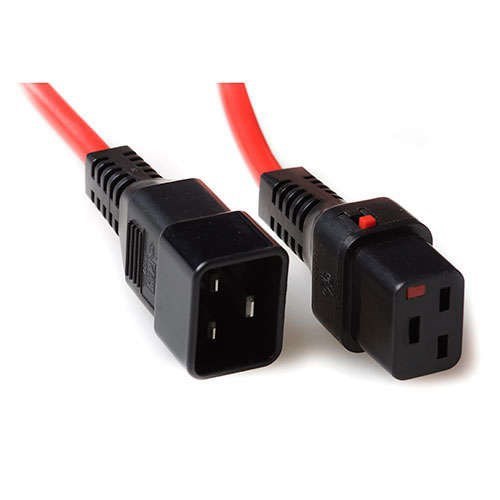 Iec Lock 250V Aansluitkabel C19 - C20, Lockable, Rood, 2,00M