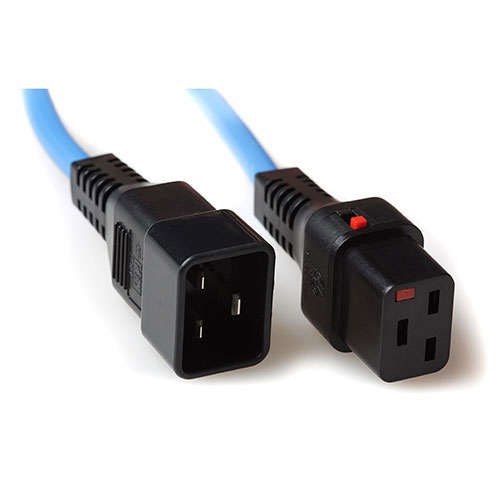 Iec Lock 250V Aansluitkabel C19 - C20, Lockable, Blauw, 3,00M