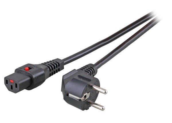 Iec Lock 230V Aansluitkabel Schuko Male (Haaks) - C13 Lockable, 3X1MM2, 5.00M
