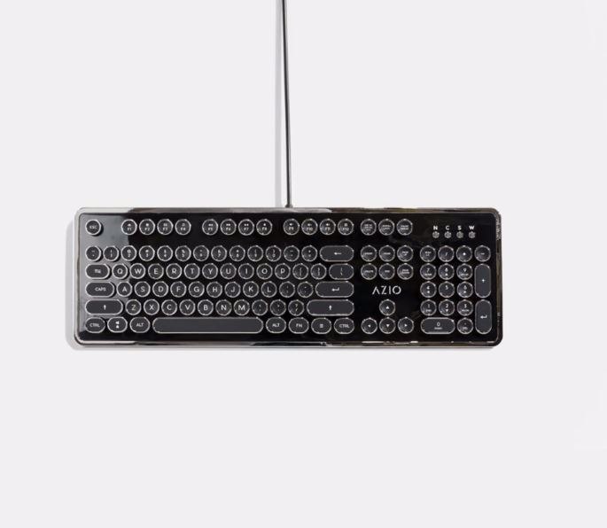 Azio Retro Classic Vintage Typewriter Usb Backlit Mechanical Keyboard (Gunmetal)