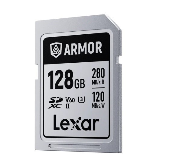 Lexar Professional Armor Silver Pro 128GB SDXC™ Uhs-Ii Card Up To 280MB/s Read, Up To 120MB/s Write, Stainless Steel, Rated Ip68, 5-Meter Drop Proof