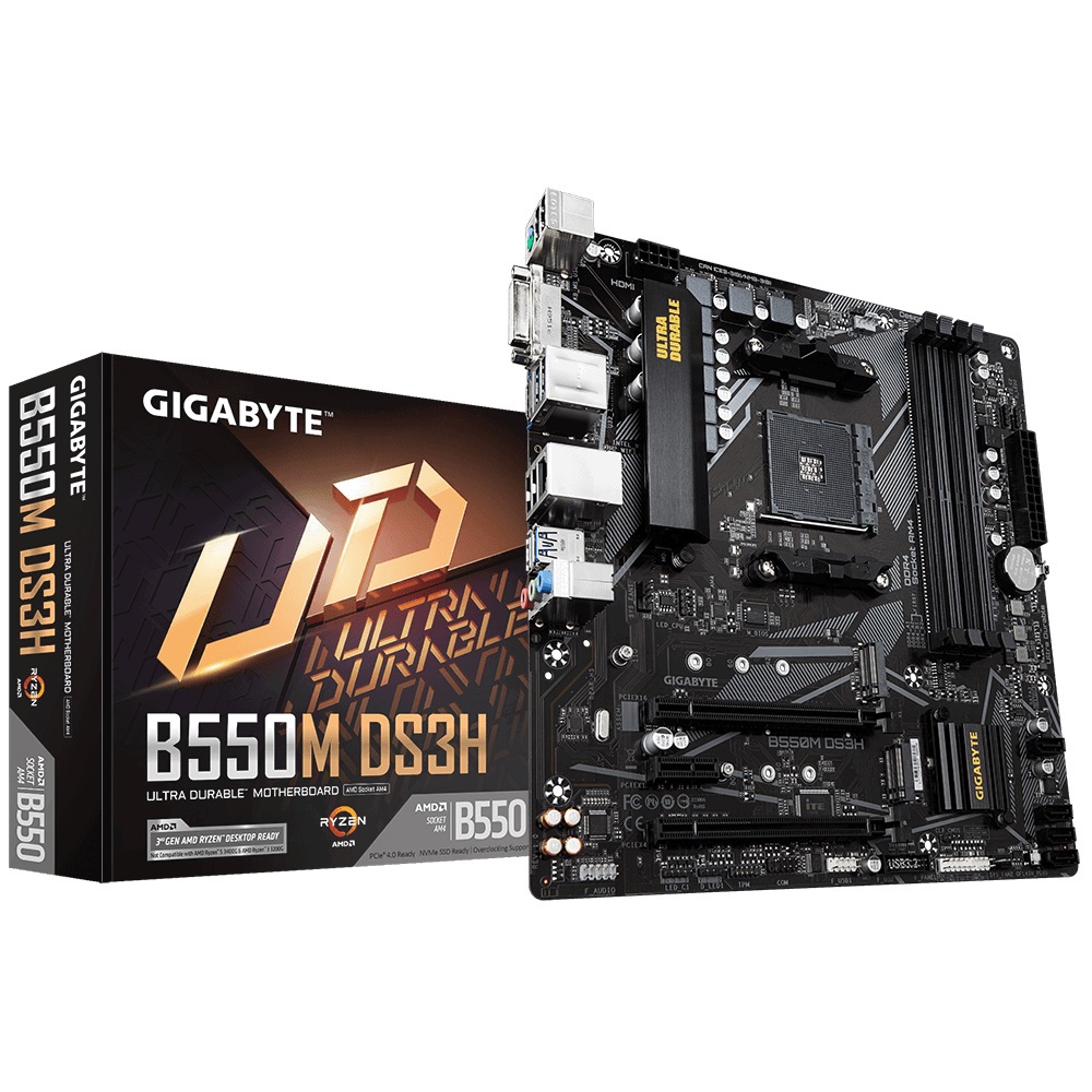 Gigabyte B550M DS3H MB, 4xDDR4, 4xSATA, 2xM.2, Usb3.2 Gen1, Uatx, 3YR