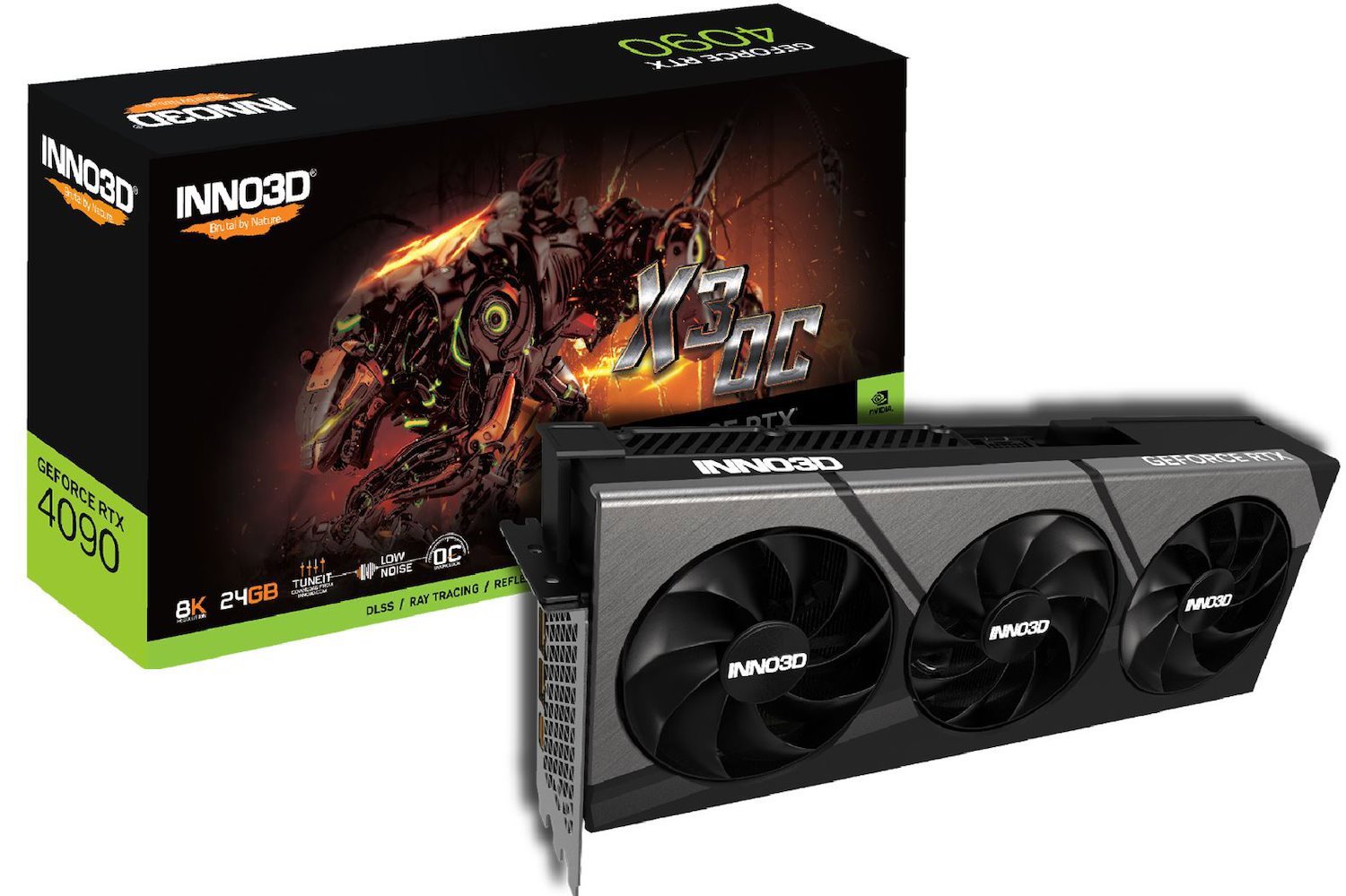 Inno3D Nvidia, RTX 4090 X3 Oc, 2230MHz, 24GB GDDR6X, 3xDP, 1xHDMI, 3xFans, 850W, 3 Years Warranty