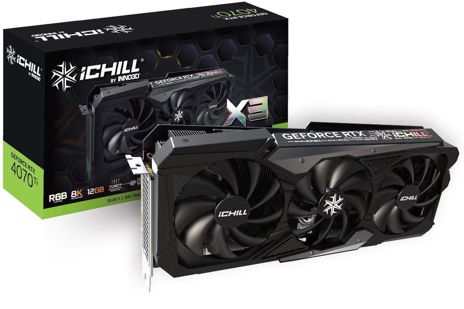 Inno3D Nvidia, GeForce RTX 4070 Ti iChill X3, 12GB GDDR6, 3xDP, 1xHDMI, Atx, 3xFans