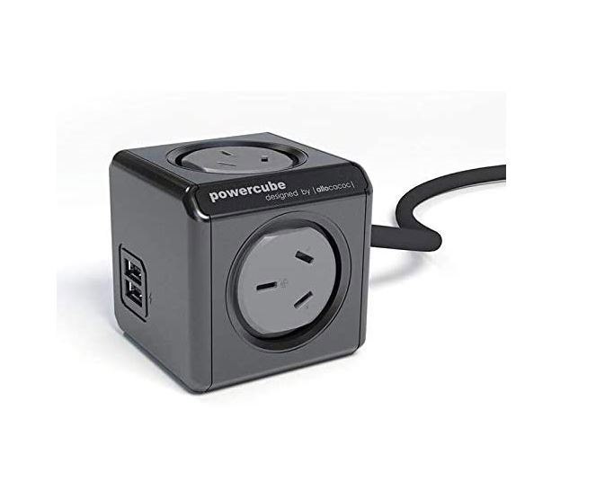 Allocacoc Powercube Extended Usb 4 Outlets-2 Usb, 3M With Surge In Black New