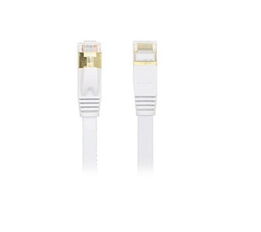 Edimax 0.5M White 10GbE Shielded Cat7 Network Cable - Flat 100% Oxygen-Free Bare Copper Core, Alum-Foil Shielding, Grounding Wire, Gold Plated RJ45