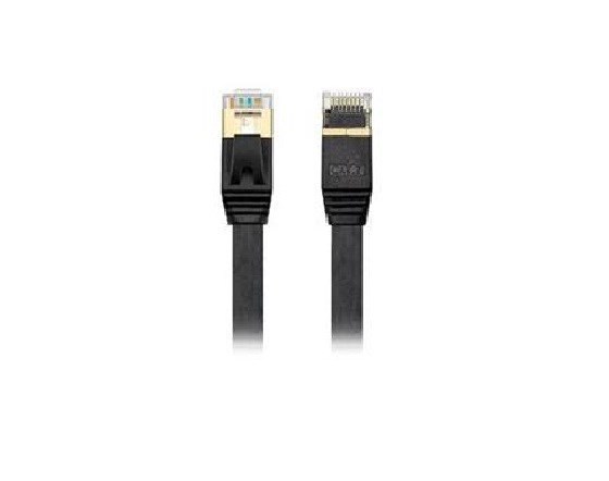 Edimax 0.5M Black 10GbE Shielded Cat7 Network Cable - Flat 100% Oxygen-Free Bare Copper Core, Alum-Foil Shielding, Grounding Wire, Gold Plated RJ45