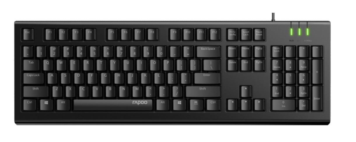 Rapoo (LS) Rapoo NK1800 Wired Keyboard, Entry Level, Laser Carved Keycap, Spill-Resistant, Multimedia Hotkeys (> NK1900)