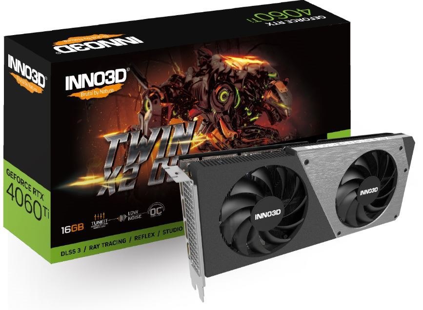 Inno3d nVidia GeForce RTX 4060 Ti Twin X2 Oc 16GB GDDR6, 2595MHz Boost Clock, Ram 18Gbps, 3xDP, 1xHDMI, 250X118X42MM (4060Ti)