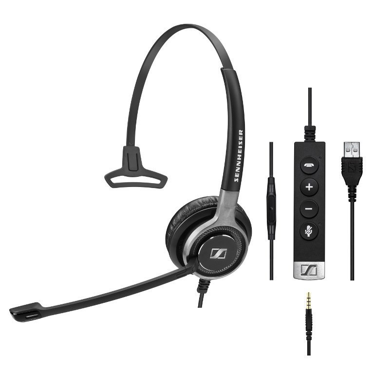 Sennheiser Epos | Sennheiser SC635 Usb, Wired Monaural Uc Headset With 3.5 MM Jack And Usb Connectivity. In-Line Call Control On Usb Cable And In-Line Mini Call
