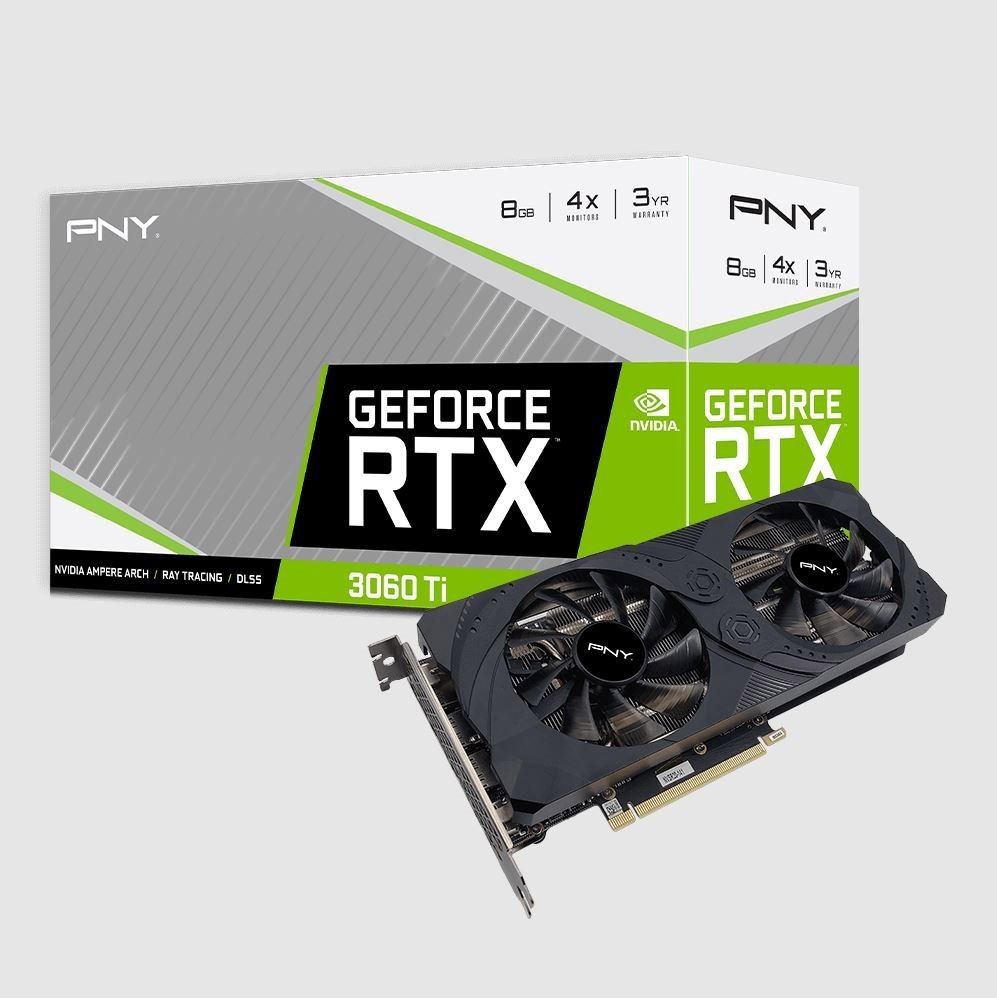 PNY nVidia GeForce RTX 3060 Ti 8GB Uprising Dual Fan LHR 4864 Cuda 1410/1665MHz 14Gbps 8K@60Hz 3xDP Hdmi1.2 4xDisplays Video Card