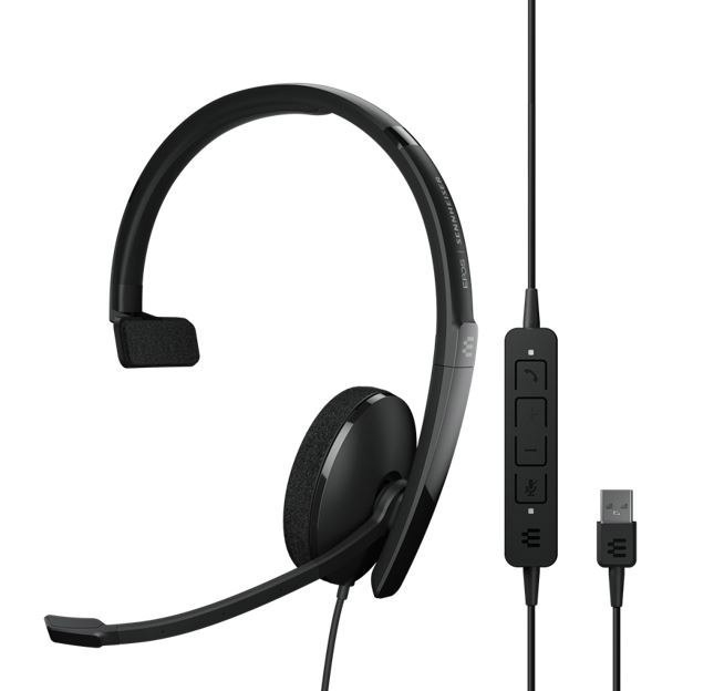 Sennheiser Epos | Sennheiser Adapt 130 Usb Ii, On-Ear, Single-Sided Usb-A Headset With In-Line Call Control And Foam Earpad. Optimised For Uc
