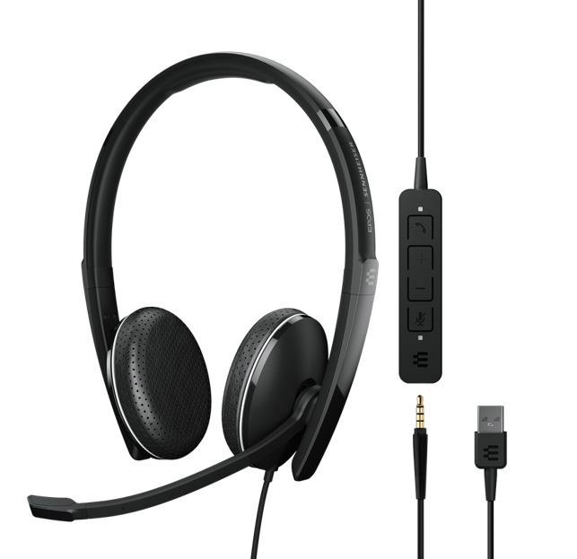 Sennheiser Epos | Sennheiser Adapt 165 Usb Ii On-Ear, Double-Sided Usb-A Headset,3.5 MM Jack And Detachable Usb Cable With In-Line Call Control, Optimised For Uc