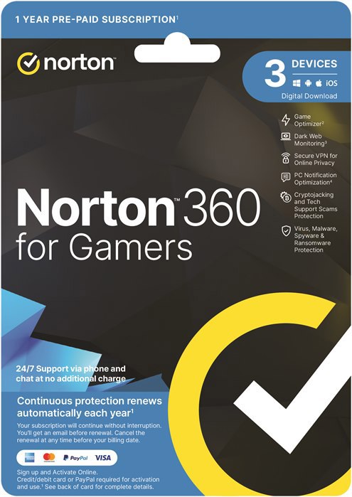 Norton 360 For Gamers 50GB Au 1 User 3 Devices Oem – Esd Keys Via Email