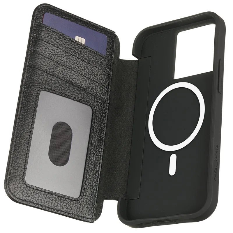 CaseMate Case-Mate Tough Wallet MagSafe Folio Apple iPhone 13 Leather Case - Black(CM047146), Antimicrobial,10Ft Drop Protection, Card Holder,Lifetime Warranty