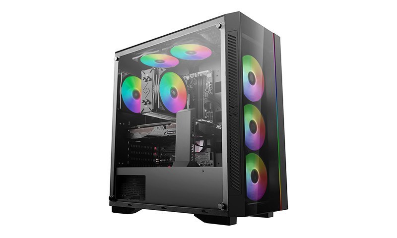 DeepCool Matrexx 55 V3 Add-Rgb 3F Tempered Glass Case, Supports E-Atx MB, 3 Preinstalled Argb Fans