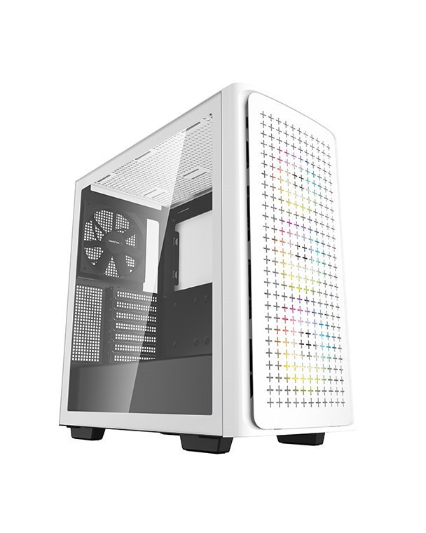 DeepCool CK560 White Mid-Tower Computer Case, Tempered Glass Panel. High-Airflow, 4 X Pre-Installed Fans, Spacious For Large GPUs