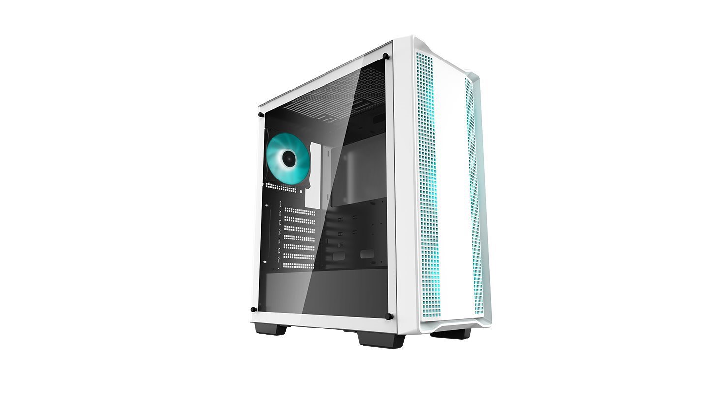 DeepCool CC560 White Mid-Tower Computer Case, Tempered Glass Window, 4X Pre-Installed Led Fans, Top Mesh Panel, Support Up To 6X120MM Or 4X140MM Aio