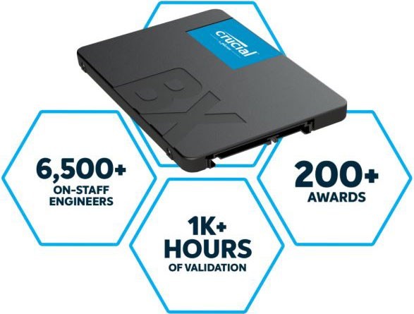 Micron Crucial BX500 2TB 2.5' Sata3 6Gb/s SSD - 3D Nand 540/500MB/s 7MM 1.5 Mil MTBF 3YR WTY Acronis True Image Solid State Drive