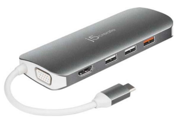 J5create J5ceate JCD384 Usb-C Multi-Adapter (Usb-C To Hdmi/Vga, 3-Port Usb-A Hub, 1-Port Usb-C, SD Card Reader, RJ-45 Gigabit Ethernet Port)