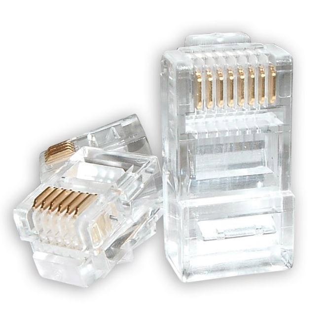 Astrotek RJ45 Jack Connector Modular Plug Crimp 8P8C CAT5e Lan Network Ethernet Head 2 Prong Blade 3U' Transparent (20 Units /Pack)