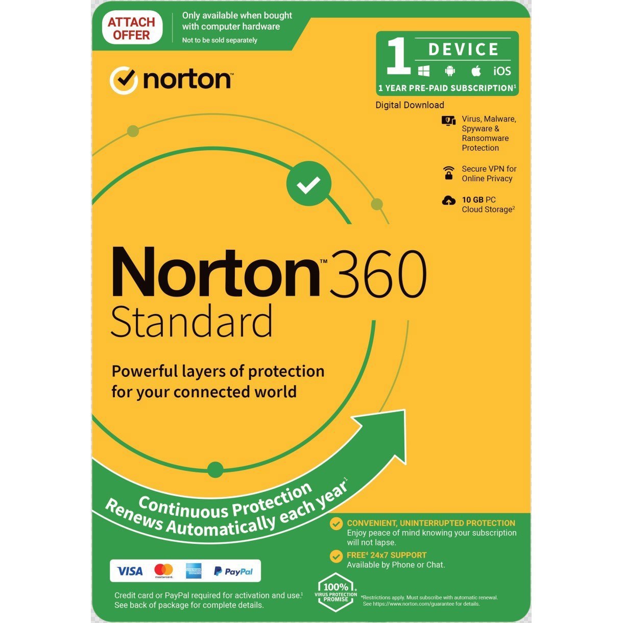 Norton 360 Standard 10GB Au 1 User 1 Device, 12 Months, Digital Key Via Email (Available On Leader Cloud)