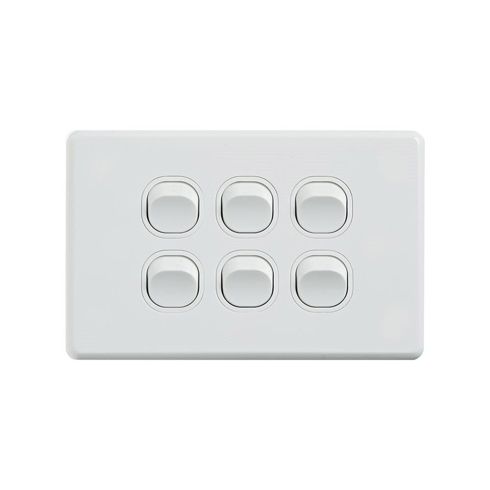 4Cabling 4C | Classic 6 Gang Switch 250V 16Ax - Horizontal