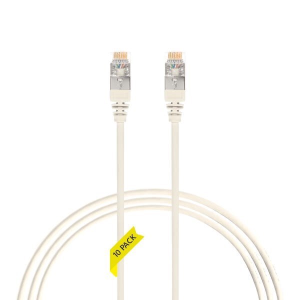 4Cabling 3M Cat6a RJ45 S/FTP Thin LSZH 30 Awg Network Cable | 10 Pack White