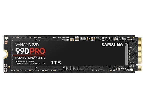 Samsung 990 Pro 1TB, 3-Bit MLC V-Nand, M.2 (2280), NVMe 2.0, R/W(Max) 7,450MB/s/6,900MB/s, 1,200K/1,550K Iops, 600TBW, 5 Years Warranty