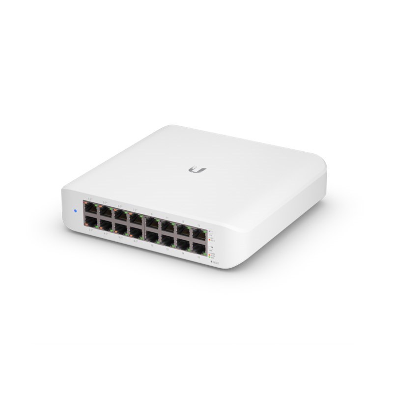 Ubiquiti UniFi Switch Lite 16 PoE, Layer 2, 16X GbE RJ45 Ports, 8X 802.3At PoE+ Ports, 45W PoE Budget, Fanless Unit, Wallmount Kit Included